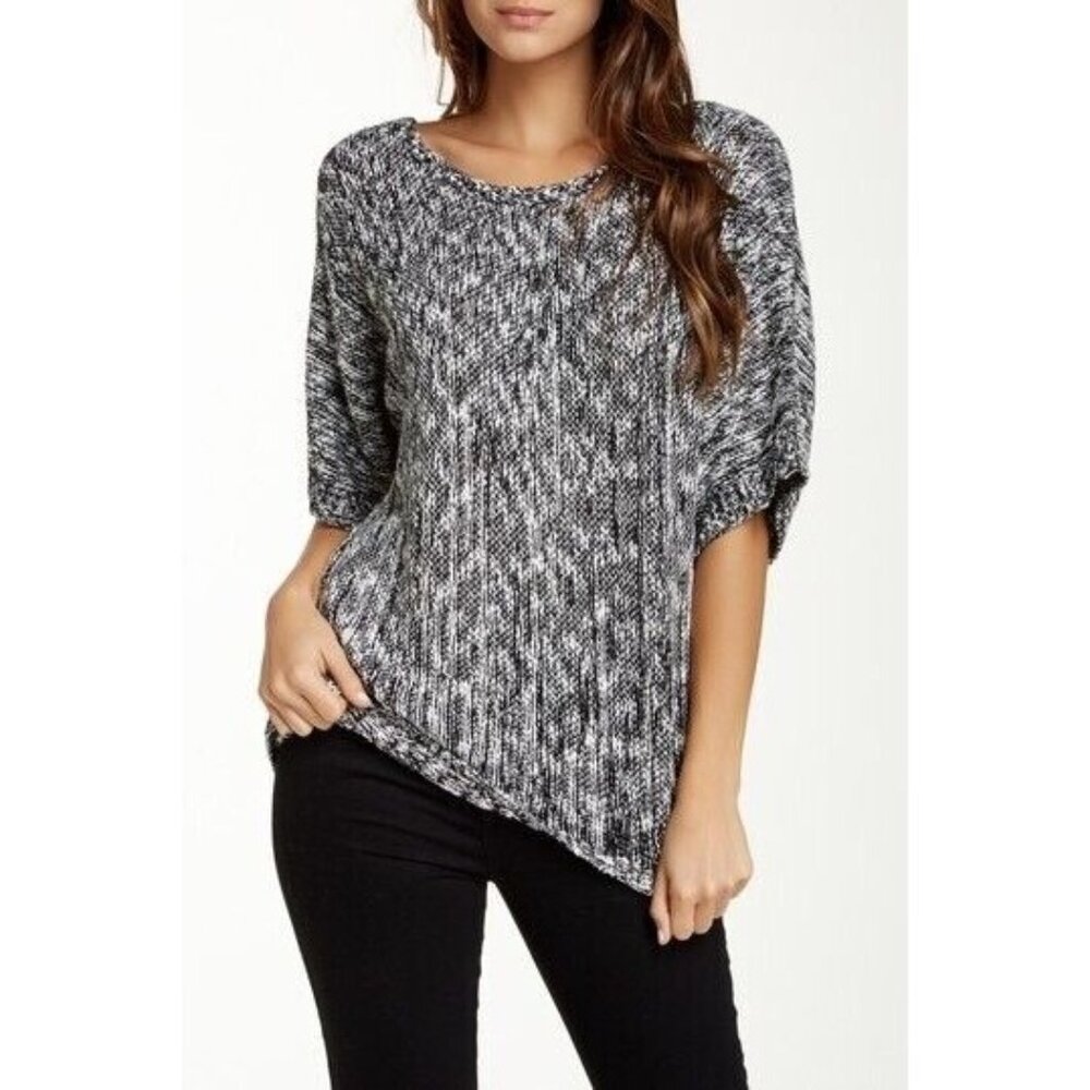 14th Union Women's Blck And White Boxy Marl Pullover Sweater Size Medium